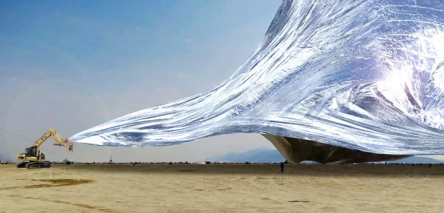 3,350 repurposed space blankets at the Burning Man Festival