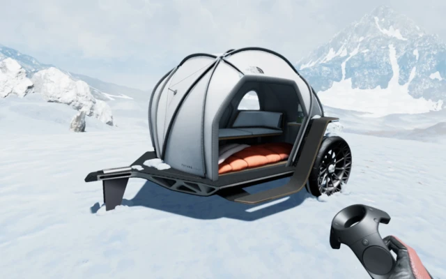 A lightweight camper made of ultra-breathable fabric