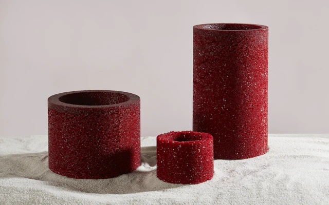 Objects made from production waste of glass beads