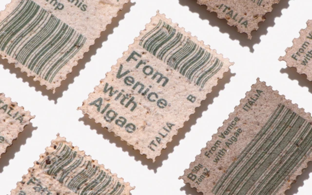 Stamps made from algae from the Venetian Lagoon