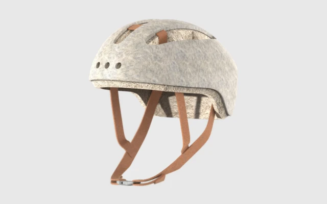 A bicycle helmet made of mycelium and hemp