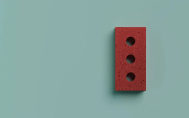 A brick made of recycled construction waste