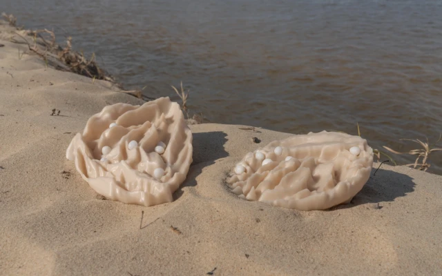 A 3D printed artistic carbon storage made of mussel shells