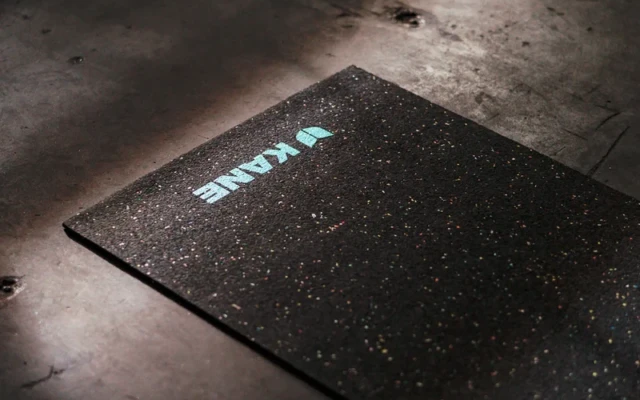 A yoga mat made of recycled shoes