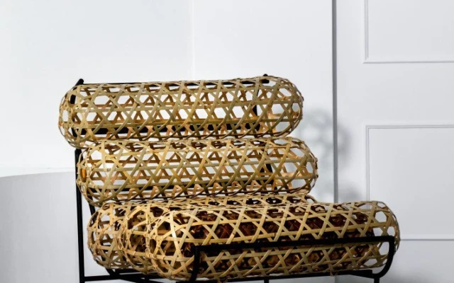 A chair made with traditional bamboo weaving techniques