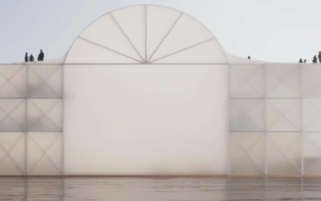 A floating cathedral made of urban waste