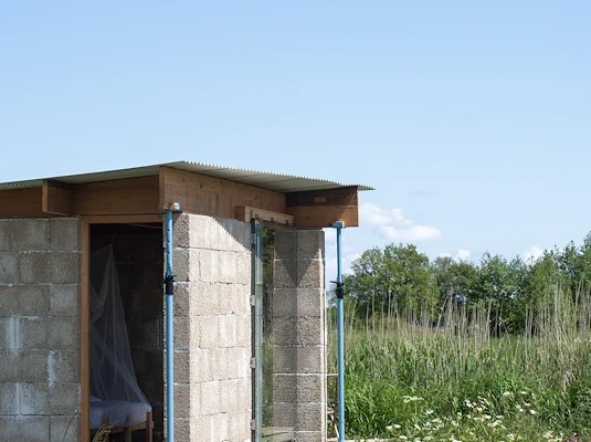A temporary overnight location made of hempcrete