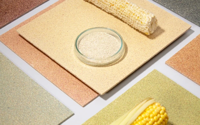 Interior wall cladding made of corn cobs