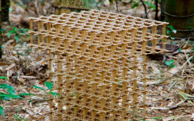 A stool made of bamboo strips