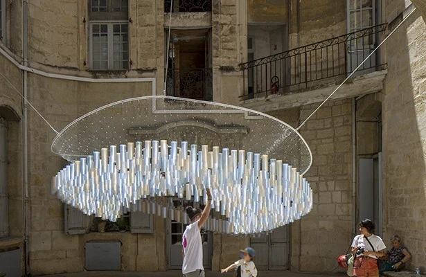 A 3D printed kinetic installation made of recycled plastic